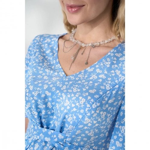 Платье для беременных и кормящих Юла Мама Vanessa Голубой/Белый DR-26.023