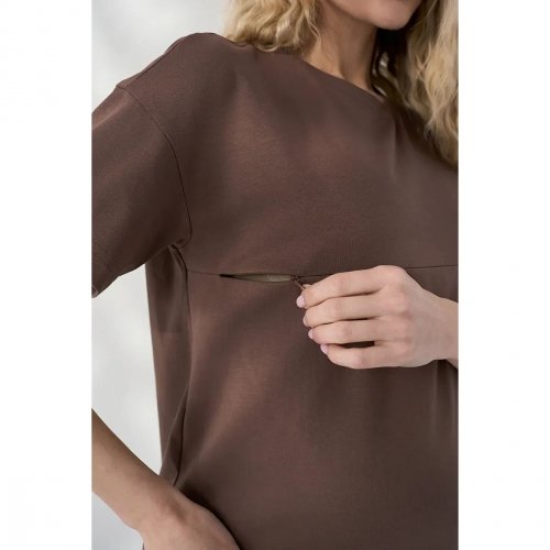 Футболка для беременных и кормящих Юла Мама Goldie Коричневый NR-26.091