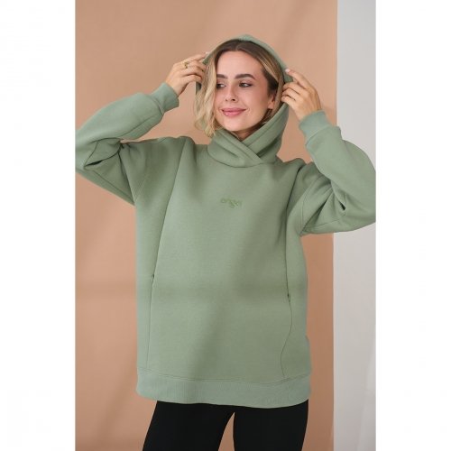 Худи для беременных и кормящих с начесом Юла Мама Angel Оливковый SW-45.021