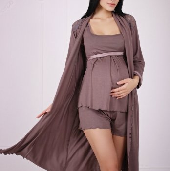 Комплект для беременных кормящих Znana Lace халат + пижама моккачино