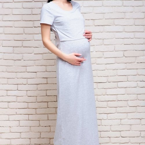 Платье-футболка Simple для беременных и кормящих Znana серый меланж