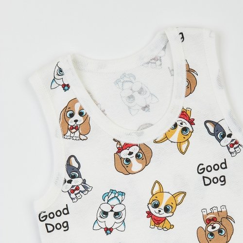 Майка детская для девочки ЛяЛя 1 - 2 лет Рибана Молочный/Коричневый/Желтый 4БК108_2-050