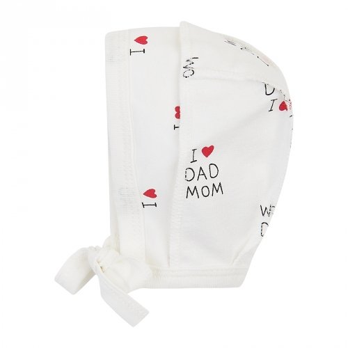 Чепчик для новорожденных ЛяЛя 0 - 3 мес Футер Молочный/Красный 13ФТ005_6-176