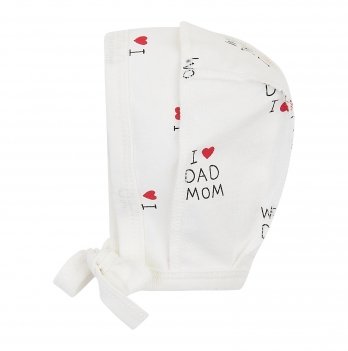 Чепчик для новорожденных ЛяЛя 0 - 3 мес Футер Молочный/Красный 13ФТ005_6-176