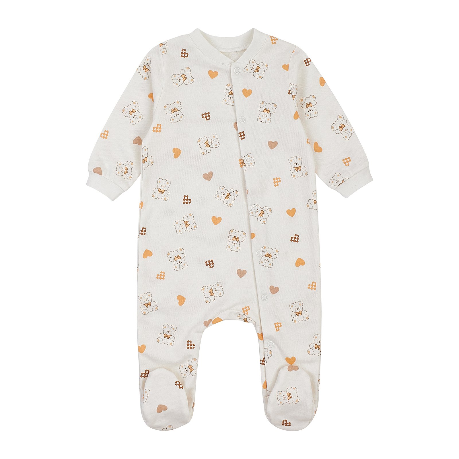 Человечек детский ЛяЛя Мишки с сердечками 3 - 9 мес Футер Молочный/Оранжевый 8ФТ049_6-193