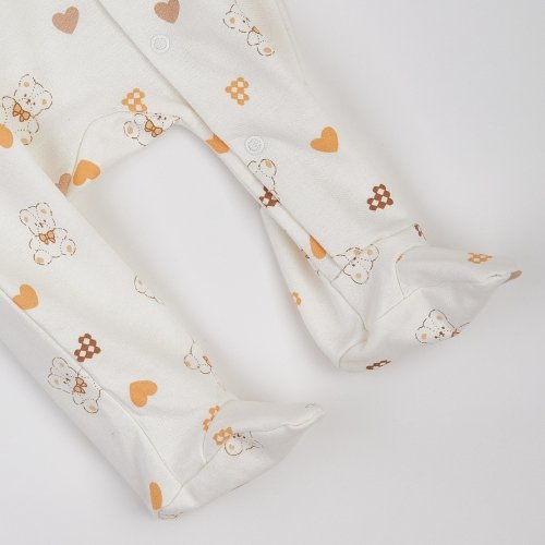 Человечек детский ЛяЛя Мишки с сердечками 3 - 9 мес Футер Молочный/Оранжевый 8ФТ049_6-193