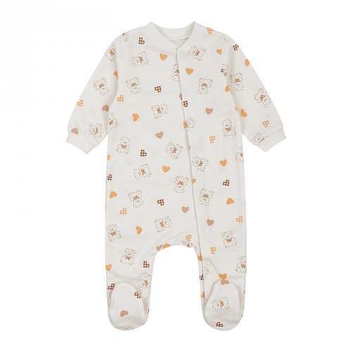 Человечек детский ЛяЛя Мишки с сердечками 3 - 9 мес Футер Молочный/Оранжевый 8ФТ049_6-193