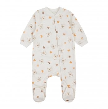 Человечек детский ЛяЛя Мишки с сердечками 3 - 9 мес Футер Молочный/Оранжевый 8ФТ049_6-193