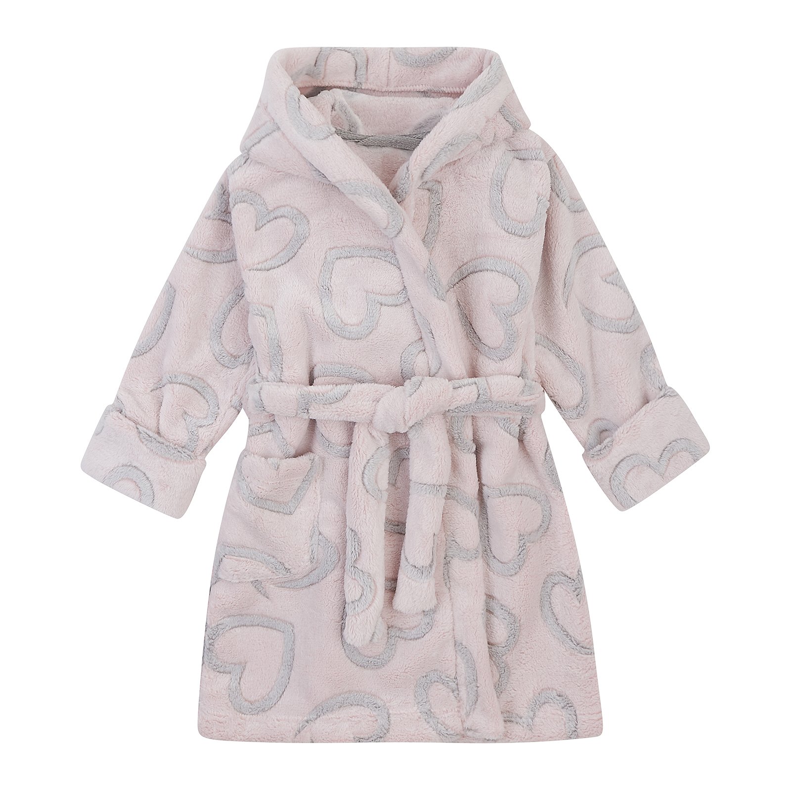 Махровый халат для детей ЛяЛя 5 - 17 лет Велсофт Светло-розовый/Серый 16МХ102_5-91