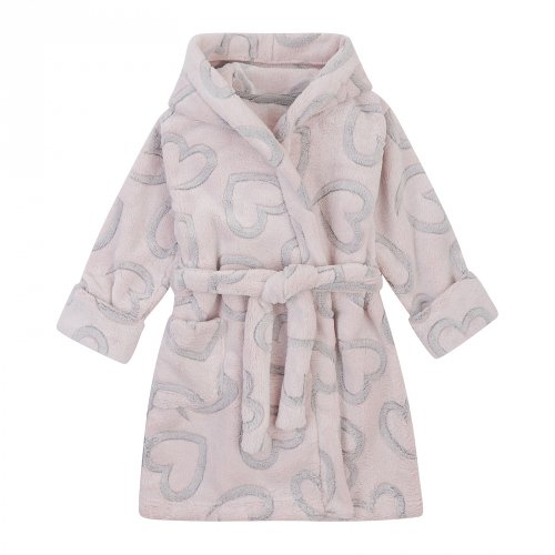 Махровый халат для детей ЛяЛя 5 - 17 лет Велсофт Светло-розовый/Серый 16МХ102_5-91