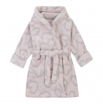 Махровый халат для детей ЛяЛя 5 - 17 лет Велсофт Светло-розовый/Серый 16МХ102_5-91