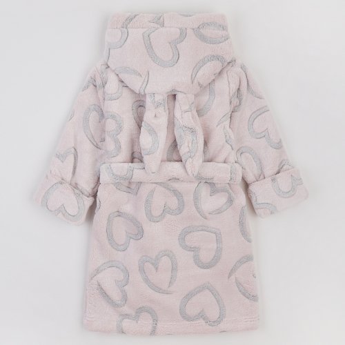 Махровый халат для детей ЛяЛя 1 - 5 лет Велсофт Светло-розовый/Серый 16МХ101_5-91