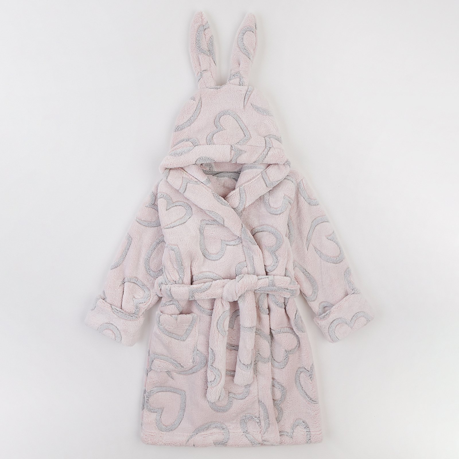 Махровый халат для детей ЛяЛя 1 - 5 лет Велсофт Светло-розовый/Серый 16МХ101_5-91