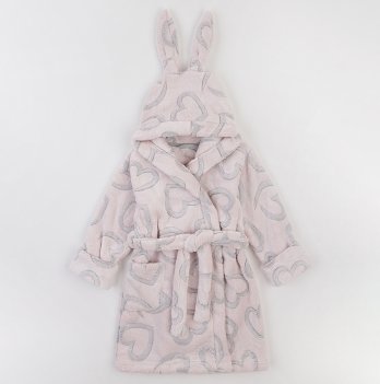 Махровый халат для детей ЛяЛя 1 - 5 лет Велсофт Светло-розовый/Серый 16МХ101_5-91