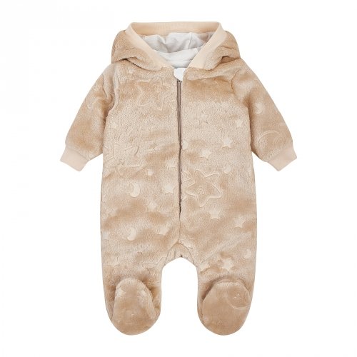 Демисезонный комбинезон детский ЛяЛя 1 - 9 мес Велсофт Бежевый/Кофейный 8МХ081_5-881