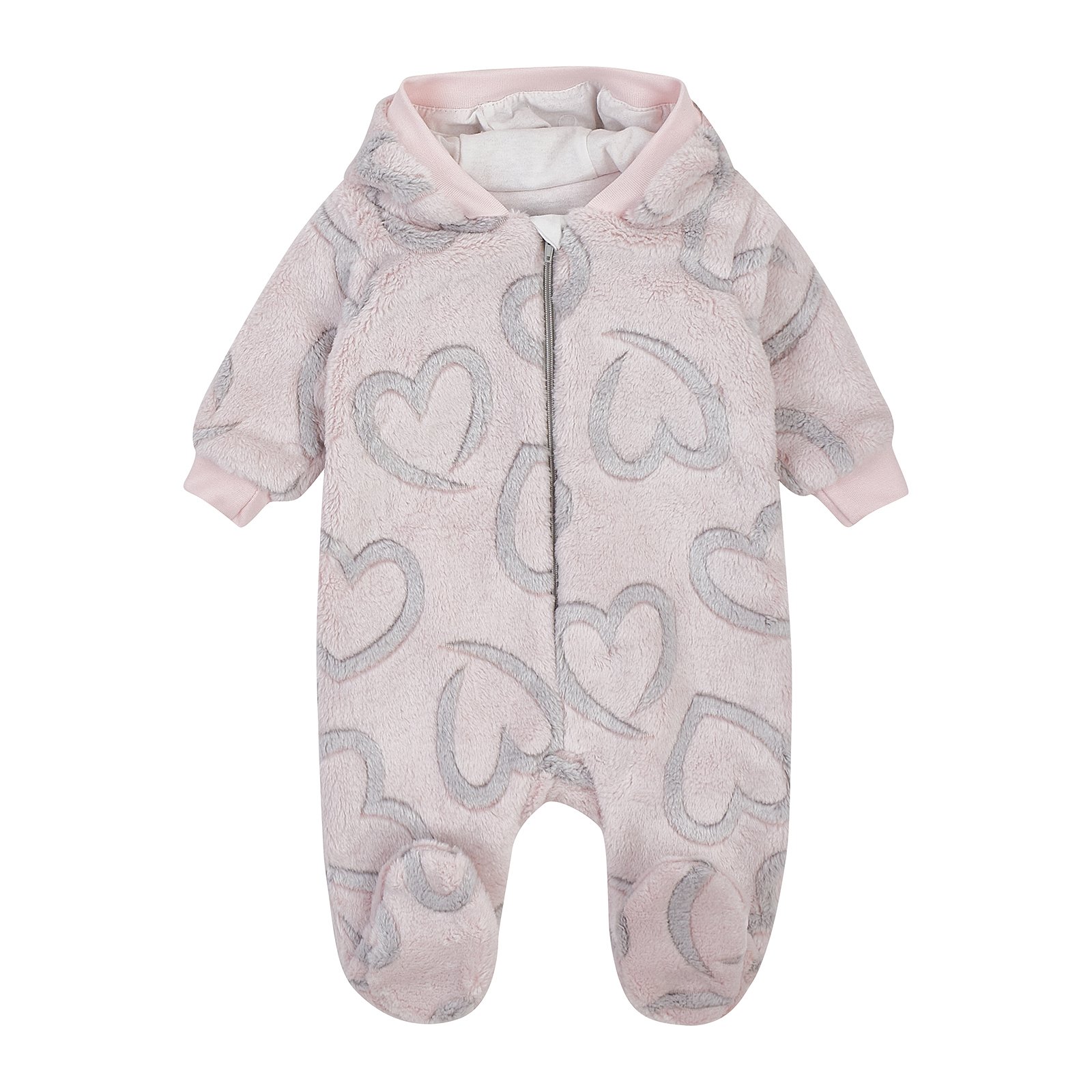Демисезонный комбинезон детский ЛяЛя 1 - 9 мес Велсофт Светло-розовый/Серый 8МХ081_5-91
