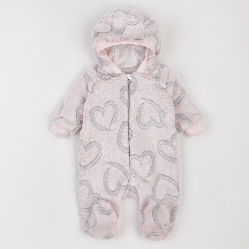 Демисезонный комбинезон детский ЛяЛя 1 - 9 мес Велсофт Светло-розовый/Серый 8МХ081_5-91