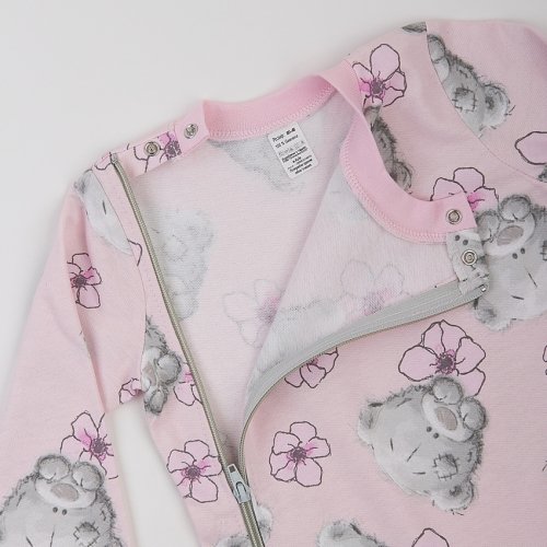 Пижама комбинезон для девочки ЛяЛя Мишки Тедди 1 - 3 лет Футер Светло-серый/Розовый 8ФТ090_6-192