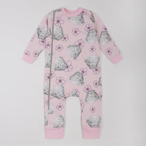 Пижама комбинезон для девочки ЛяЛя Мишки Тедди 1 - 3 лет Футер Светло-серый/Розовый 8ФТ090_6-192