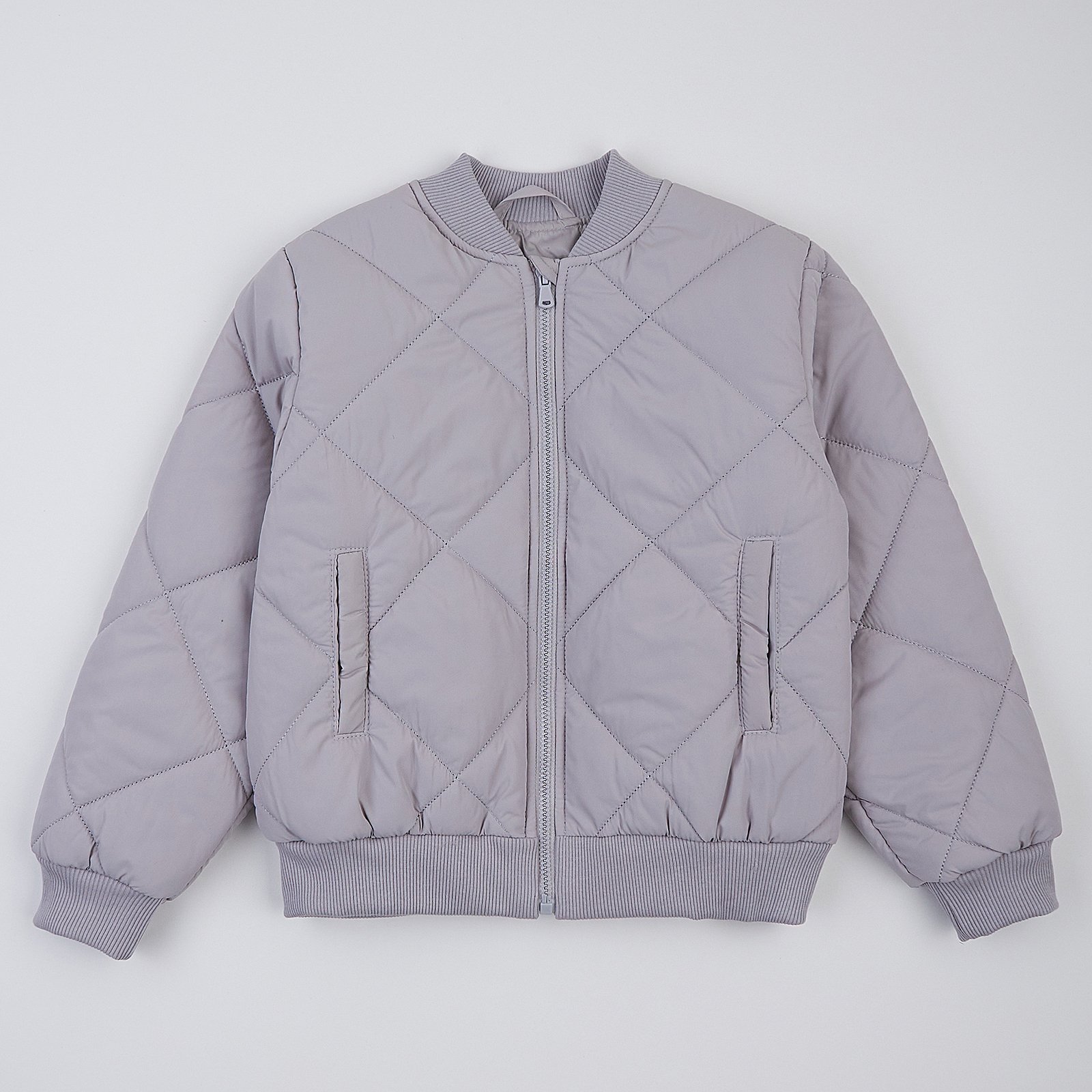 Куртка бомбер демисезонная детская ЛяЛя 1 - 10 лет Плащевка Светло-серый 2ПЛ116_3-20