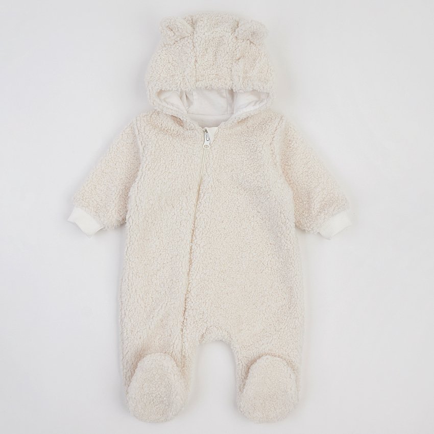 Демисезонный комбинезон для новорожденных ЛяЛя 0 - 6 мес Махра Тедди Молочный 8МТ087_5-92