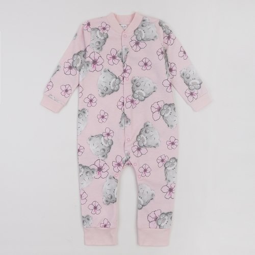 Пижама комбинезон для девочки ЛяЛя Мишки Тедди 1,5 - 3 лет Футер Светло-серый/Розовый 8ФТ026_6-192