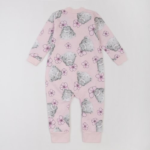 Пижама комбинезон для девочки ЛяЛя Мишки Тедди 9 - 18 мес Футер Светло-серый/Розовый 8ФТ026_6-192