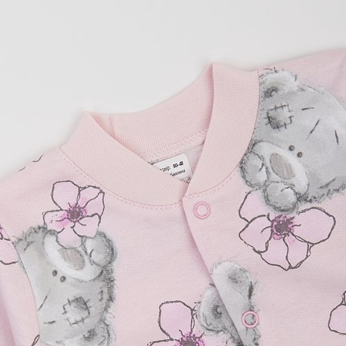 Пижама комбинезон для девочки ЛяЛя Мишки Тедди 1,5 - 3 лет Футер Светло-серый/Розовый 8ФТ026_6-192