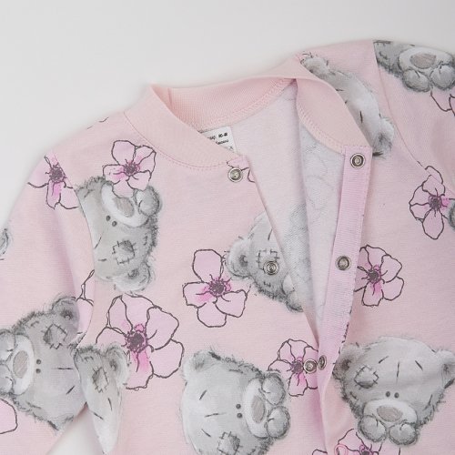 Пижама комбинезон для девочки ЛяЛя Мишки Тедди 9 - 18 мес Футер Светло-серый/Розовый 8ФТ026_6-192