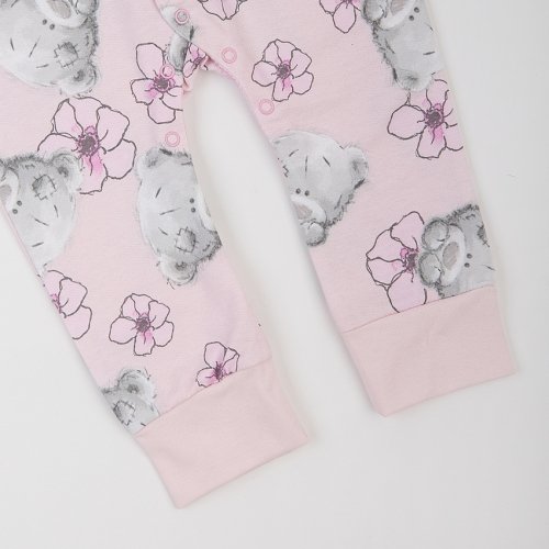 Пижама комбинезон для девочки ЛяЛя Мишки Тедди 9 - 18 мес Футер Светло-серый/Розовый 8ФТ026_6-192