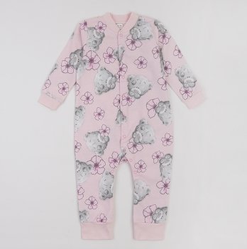 Пижама комбинезон для девочки ЛяЛя Мишки Тедди 9 - 18 мес Футер Светло-серый/Розовый 8ФТ026_6-192