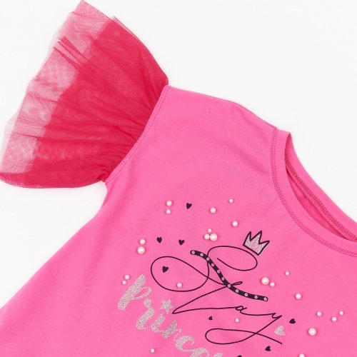 Футболка для девочки ЛяЛя 6 - 8 лет Стрейч-кулир Малиновый 3СК142_2-343