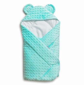 Конверт одеяло для новорожденных Twins Minky Ушки 80х80 см Мятный 9013-TV-14