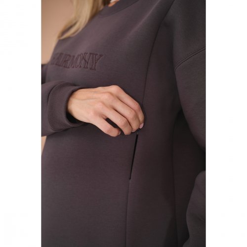 Свитшот для беременных и кормящих с начесом Юла Мама Harmony Коричневый TN-45.011