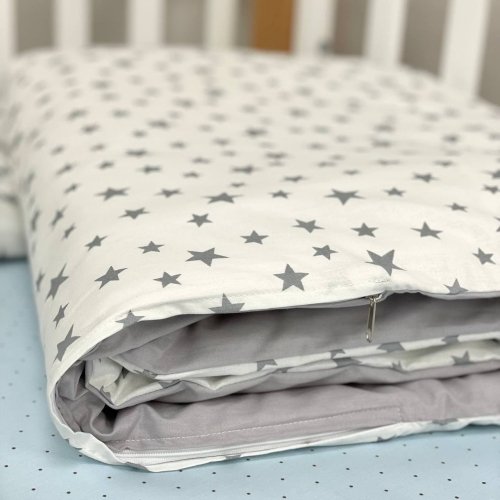 Детское постельное белье в кроватку Маленькая Соня Happy night Звёзды серые Голубой/Серый 03107387