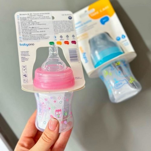 Антиколиковая бутылочка с широким горлышком BabyOno 120 мл Голубой 402/03