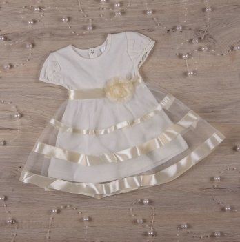 Платье детское с коротким рукавом Бетис Маленькая леди 0-6 мес Молочный 27070295