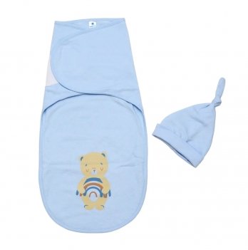 Пеленка кокон для новорожденных на липучках с шапочкой Minikin Мечтатель 0 - 3 мес Голубой 2210301