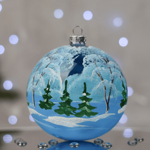Новогодний шар на елку Santa Shop Дом на пруду Синий 10 см 7806723189571