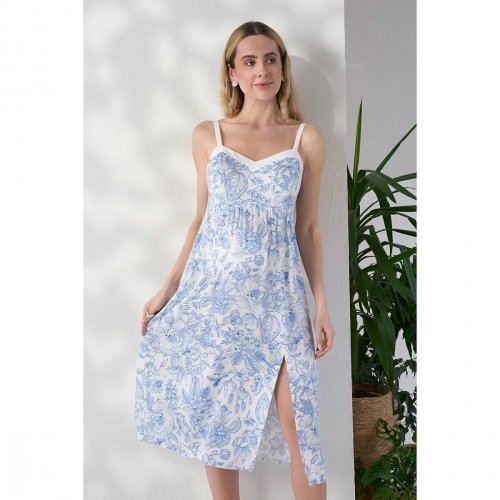 Сарафан для беременных и кормящих Юла Мама Amelie Молочный/Синий SF-26.062