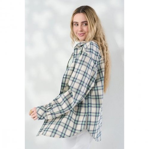 Рубашка в клетку для беременных и кормящих Юла Мама Rey Синий/Зеленый BL-26.031