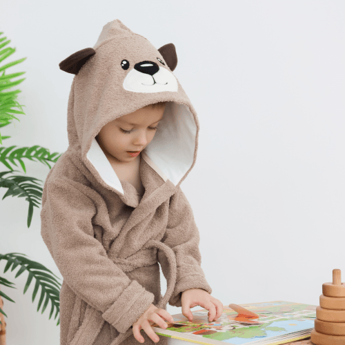 Махровый халат для детей Sasha Bear 7 - 10 лет Махра Коричневый 4406/6