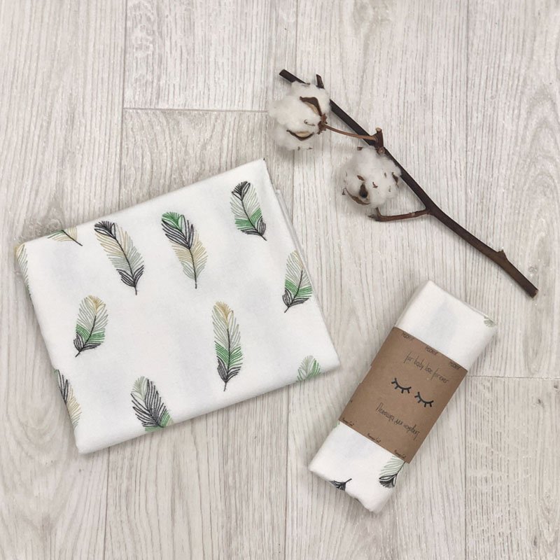 Пеленка для детей фланель Маленькая Соня Перо мята Мятный 4665405