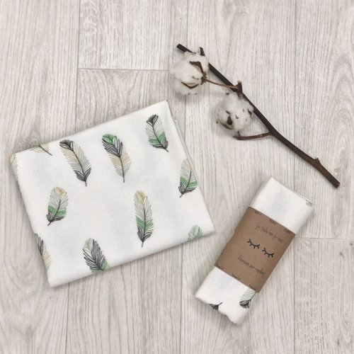 Пеленка для детей фланель Маленькая Соня Перо мята Мятный 4665405