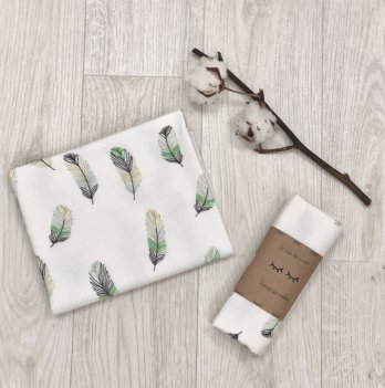 Пеленка для детей фланель Маленькая Соня Перо мята Мятный 4665405