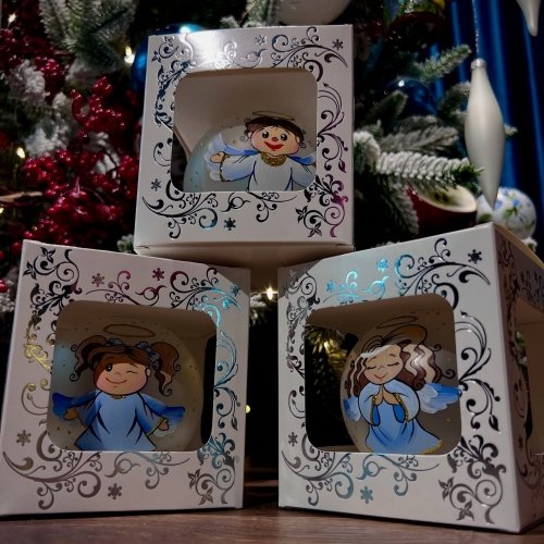 Новогодний шар на елку Santa Shop Ангелики-діти Благовісник Прозрачный/Матовый 8,5 см 4820001112535