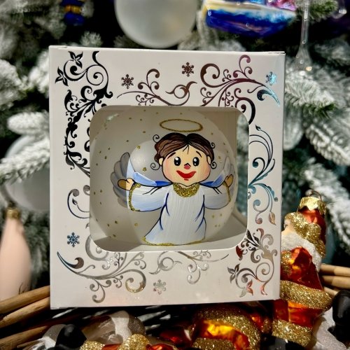 Новогодний шар на елку Santa Shop Ангелики-діти Благовісник Прозрачный/Матовый 8,5 см 4820001112535