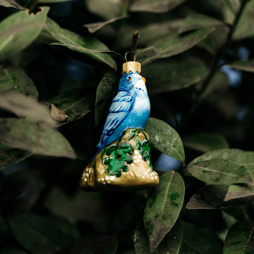 Елочная игрушка Rizdviani Istorii Голубой попугай 10 см 4820001045611