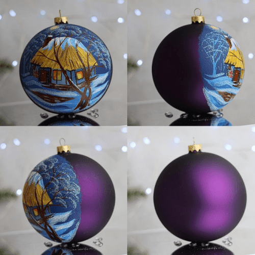 Новогодний шар на елку Santa Shop Ночь в украинском селе Фиолетовый 12 см 4820001112368