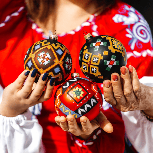 Елочная игрушка набор 3 шт Rizdviani Istorii Украинские истории Гуцульщина 10 см 4820001112986